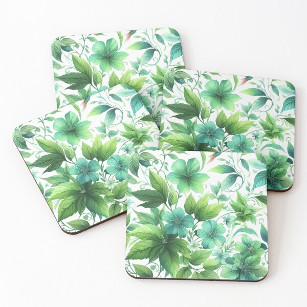 Item preview, green floral patterns, watercolor designed and sold by asbno19.