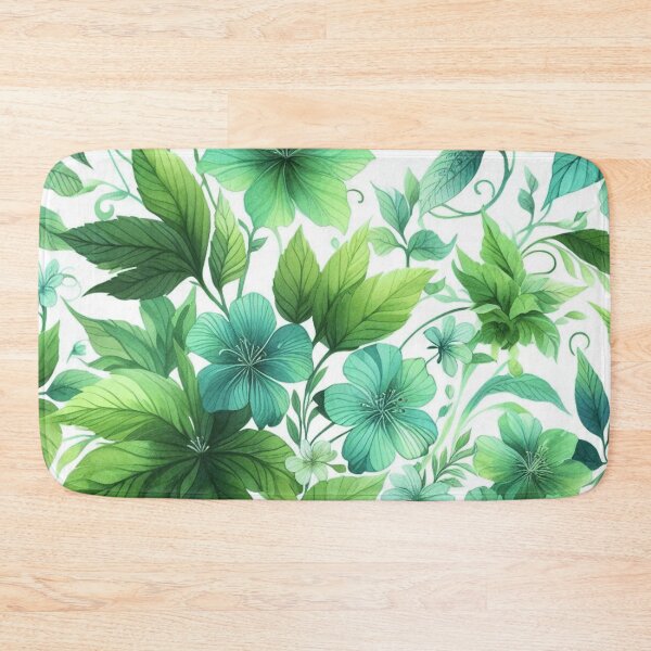 Item preview, green floral patterns, watercolor designed and sold by asbno19.