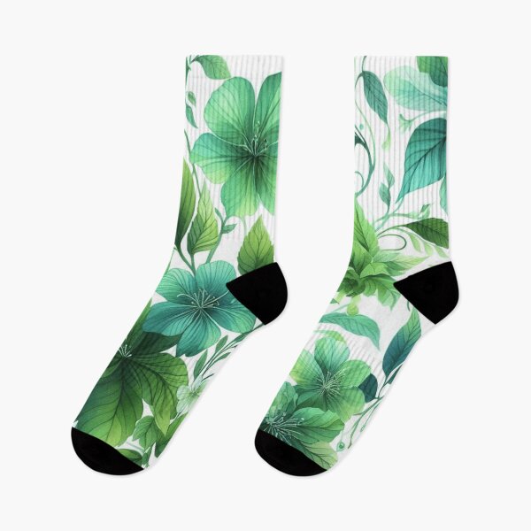 Item preview, green floral patterns, watercolor designed and sold by asbno19.
