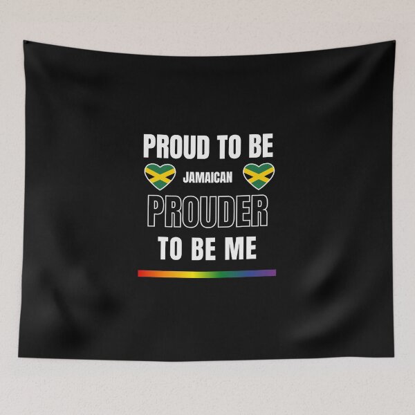 Item preview, LGBTQ Proud To Be Jamaican, Prouder To Be Me T-Shirt, Jamaican T-Shirt, Jamaican Flag Tees, Rainbow Stripe T-Shirt, Sport Tees, Pride Tees, Jamaica Flag Heart, designed and sold by PrideBeProud.