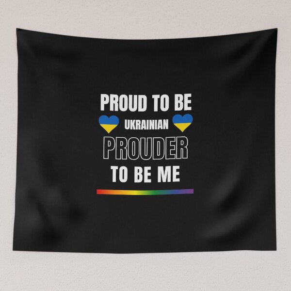 Item preview, LGBTQ Proud To Be Ukrainian, Prouder To Be Me T-Shirt, Ukrainian T-Shirt, Ukrainian Flag Tees, Rainbow Stripe T-Shirt, Sport Tees, Pride Tees, Ukraine Flag Heart, designed and sold by PrideBeProud.