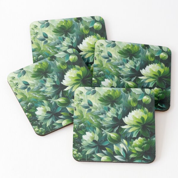 Item preview, green floral patterns, watercolor designed and sold by asbno19.