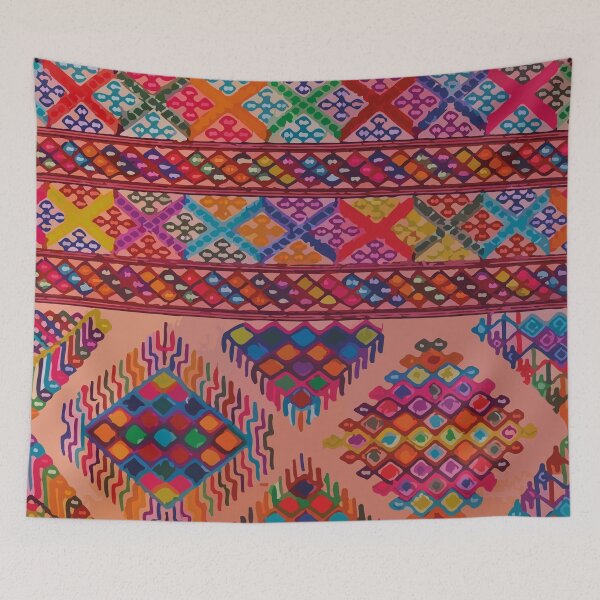 Item preview, Folk art textile multicolor embroidered textile boho chic maximalist decor designed and sold by T-Mex.