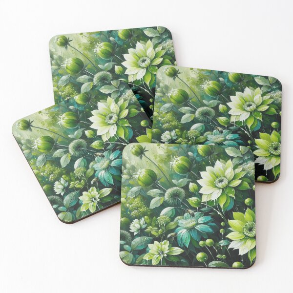 Item preview, green floral patterns, watercolor designed and sold by asbno19.