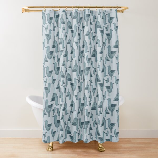 Watercolor Seagulls on Sea Foam Shower Curtain
