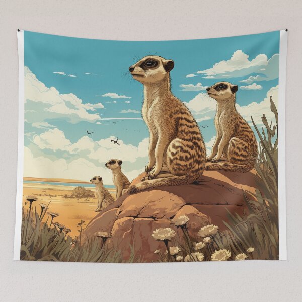 Aperçu de l'œuvre Suricates regardant la savane 3 créée et vendue par AstroRisq.