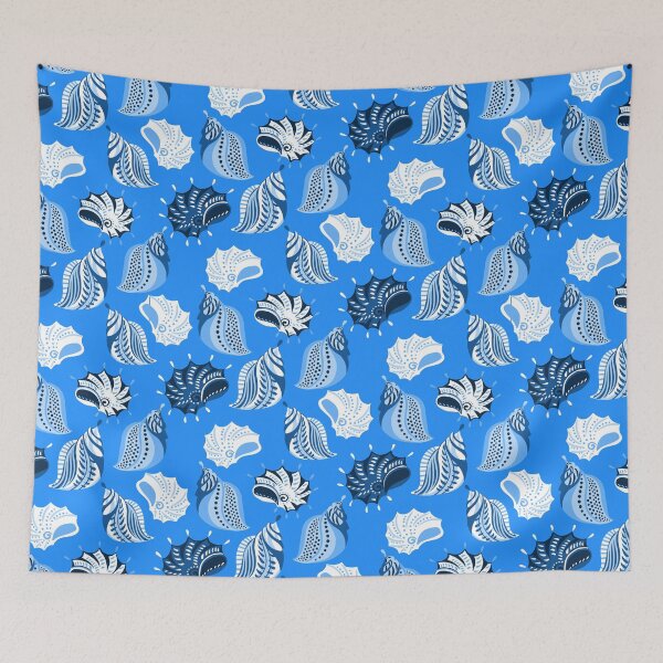 Item preview, blue sea shells beach ocean designed and sold by Gossip Rag.