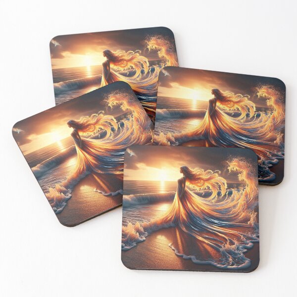 Item preview, Fiery Sunset Ocean Goddess Print designed and sold by CultDigHoriz.