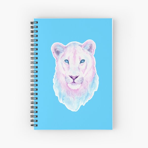 Trans Lion on Blue | Trans Pride Watercolor Spiral Notebook