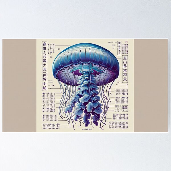 Item preview, Japanese Jellyfish Anatomy Diagram designed and sold by Darbathorn.