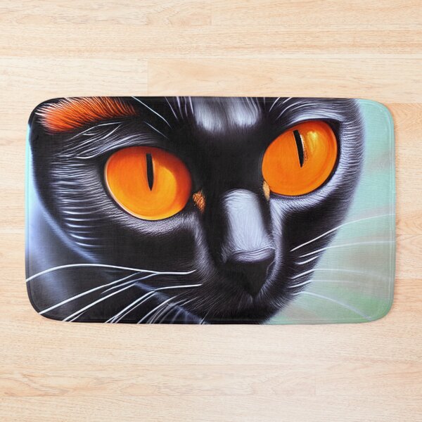 Item preview, Black cat orange eyes portrait designed and sold by Astralia.