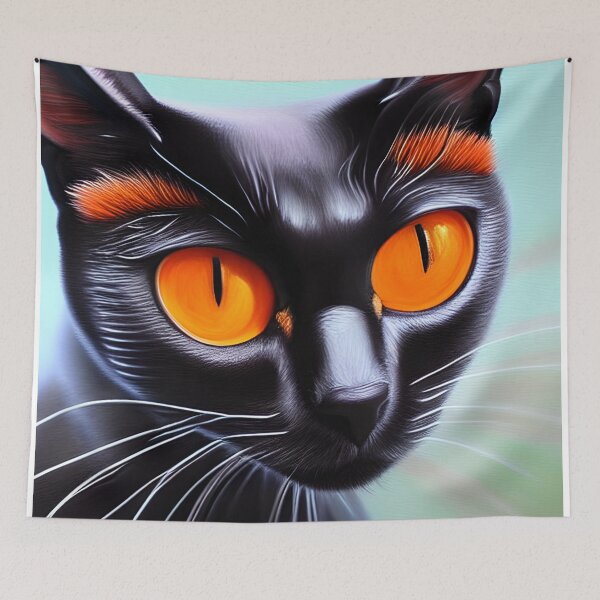 Item preview, Black cat orange eyes portrait designed and sold by Astralia.