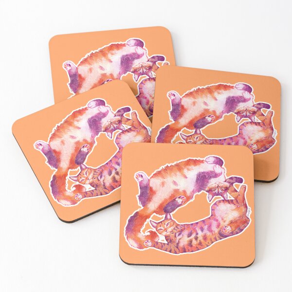 Item preview, Lesbeans on Orange | Lesbian Pride Cats designed and sold by Denise Soden.