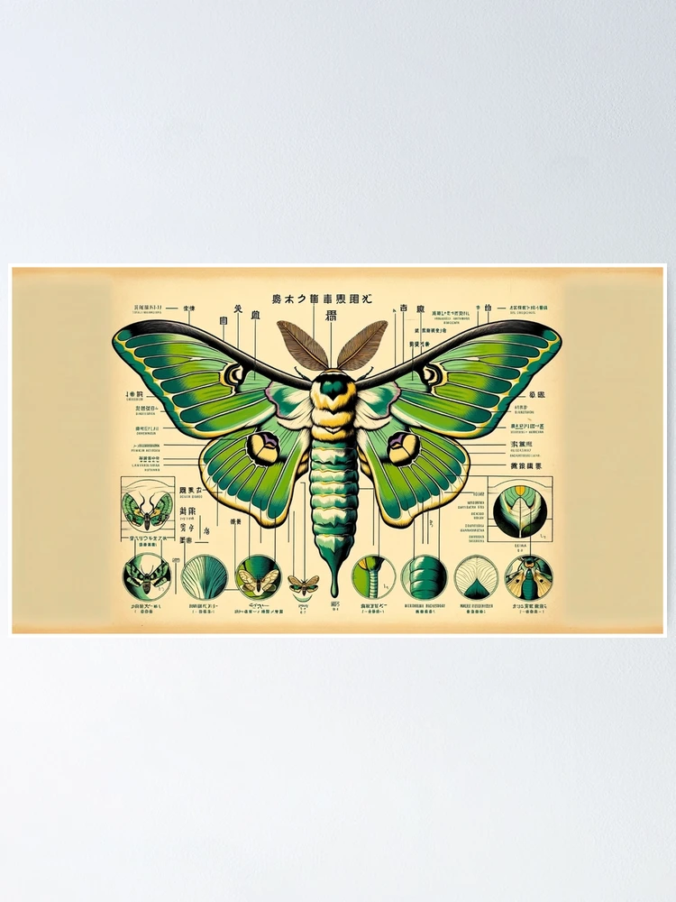 Japanese Luna Moth Anatomy Chart | Poster