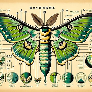 Japanese Luna Moth Anatomy Chart | Poster