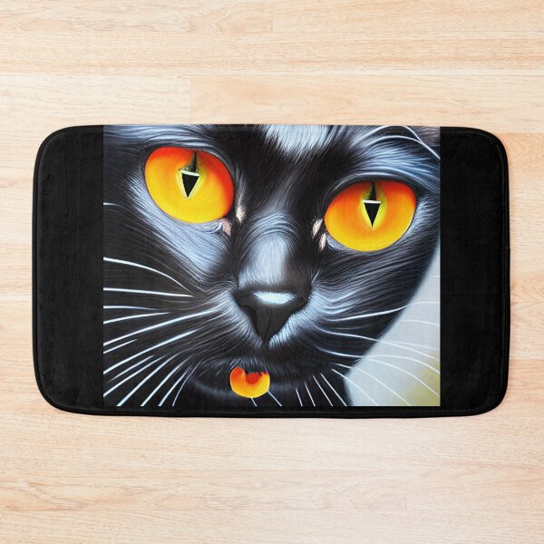 Item preview, Black cat orange eyes fun portrait designed and sold by Astralia.