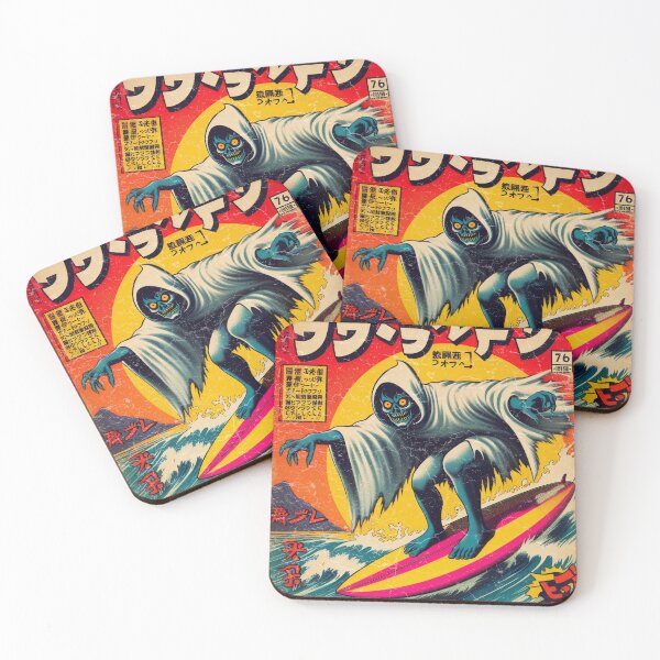 Item preview, Retro Vintage Japanese Poster Ghost Surf designed and sold by IAPICTURE.