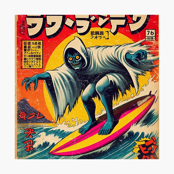 Item preview, Retro Vintage Japanese Poster Ghost Surf designed and sold by IAPICTURE.