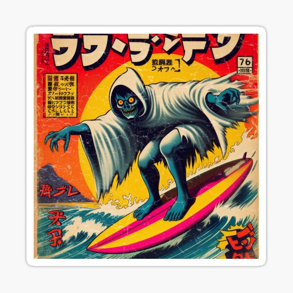 Item preview, Retro Vintage Japanese Poster Ghost Surf designed and sold by IAPICTURE.