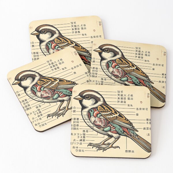 Item preview, Japanese Sparrow Anatomy Diagram designed and sold by Darbathorn.