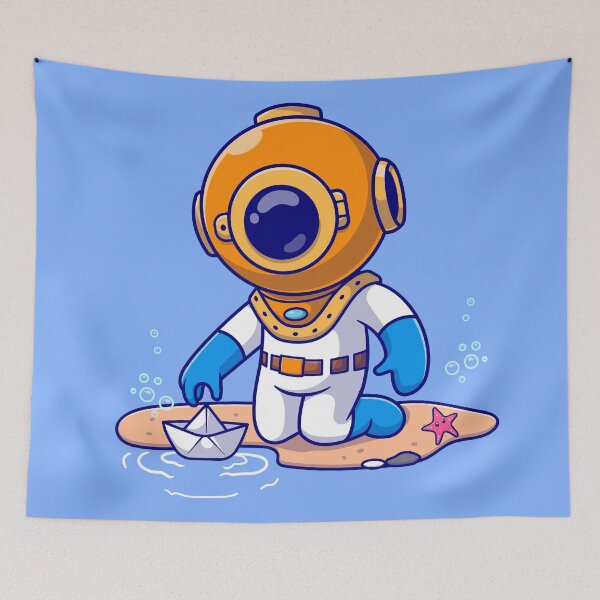Item preview, Seaside Playtime: Cute Diver's Paper Boat Adventure designed and sold by hjian8219.