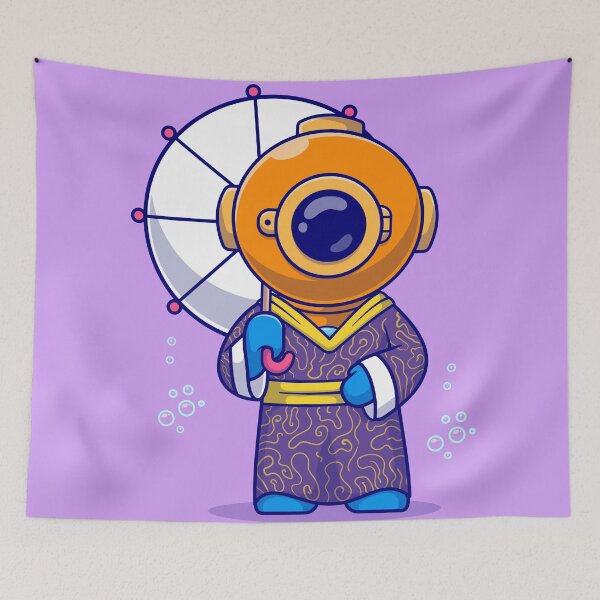Item preview, Harmony in Kimono: Cute Diver's Fashionable Underwater Stroll designed and sold by hjian8219.