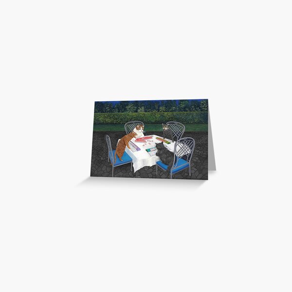 Item preview, Cats Playing Mahjong in the Garden designed and sold by KarenZuk.