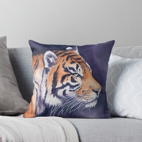 Strength (Watercolor Tiger) Throw Pillow
