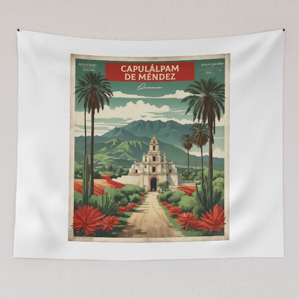 Item preview, Capulalpam de mendez Oaxaca Magic Town Mexico Vintage Travel Tourism Poster  designed and sold by TravelersGems.