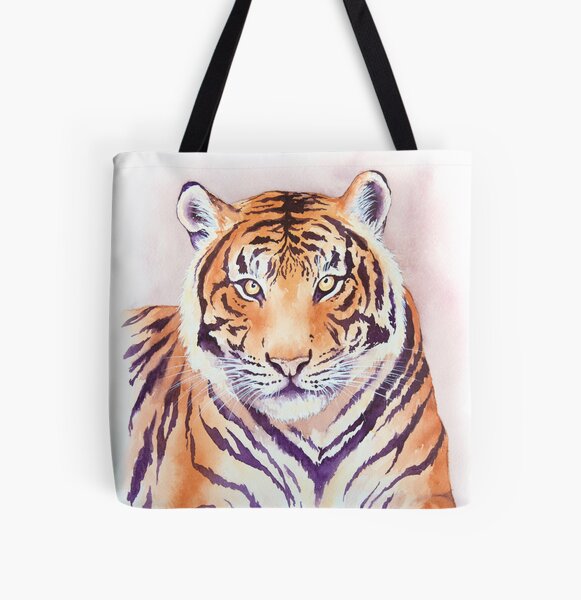 Watercolor Tiger All Over Print Tote Bag