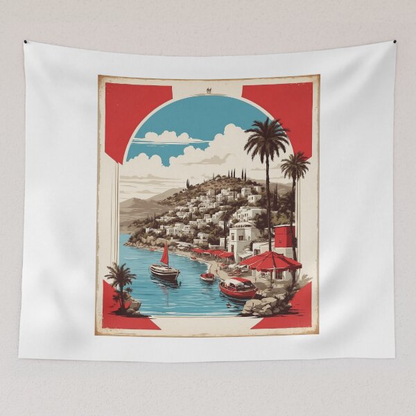 Item preview, Bodrum Turkey Vintage Travel Poster Art designed and sold by TravelersGems.