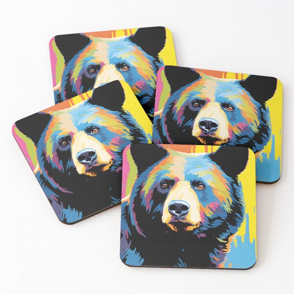 Item preview, black bear portraits art. animal colorful. Animal throw pillow.  designed and sold by formform.