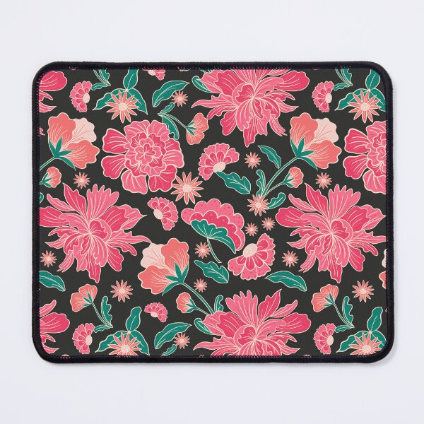 Item preview, Pink and black chintz - vintage floral pattern designed and sold by Home Cyn Home.