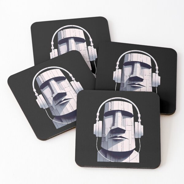 Item preview, Moai Statue Listening To Music - Easter Island Headphones designed and sold by Urban-Alien.