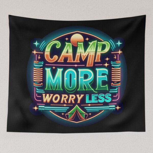 Item preview, Camp more worry less, typography, retro designed and sold by maxmaj.