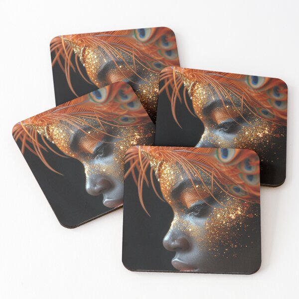 Item preview, close-up angle of black girl with orange black feather hat designed and sold by Rockwpapart.