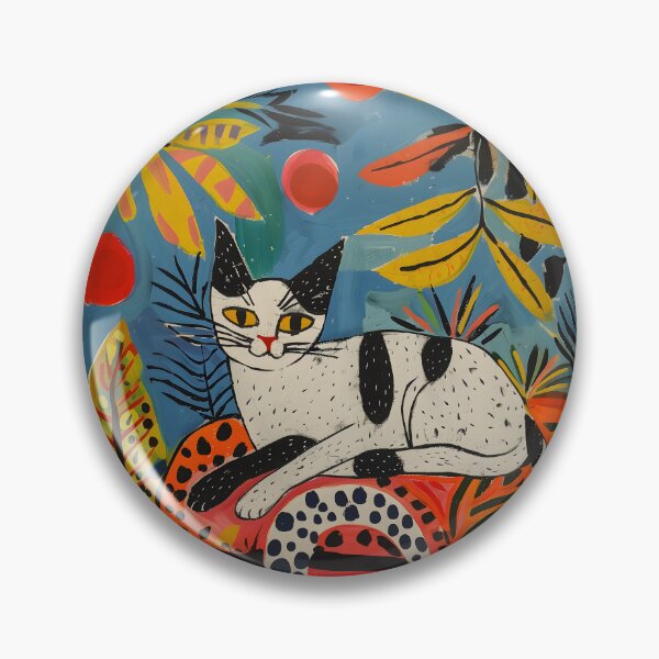 Item preview, Abstract Black and White Cat with Flowers  designed and sold by AshleySummers.