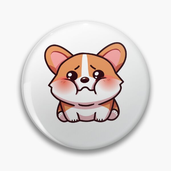 Artikelvorschau, Niedlicher kleiner Corgi-Hundeaufkleber mit traurigem Ausdruck entworfen und verkauft von Meowanime99.