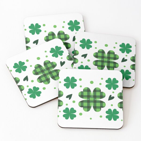 Item preview, Gingham Saint Patrick's Day Four Leaf Clover Hearts Green Pattern designed and sold by Sarcastic Narwhal.