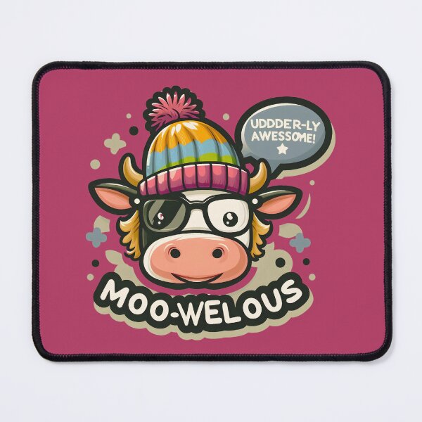 Item preview, udder-ly awesome cow with a hat and glasses!” designed and sold by ArchVibe.