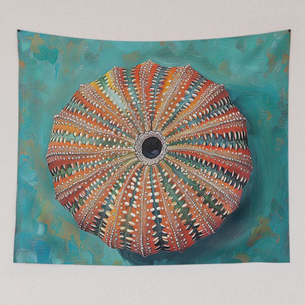 Item preview, Colorful Sea Urchin on Teal designed and sold by Elisabeth Lucas.