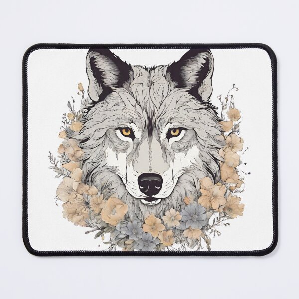 Item preview, Wolf floral pattern wild life  designed and sold by CyberArtistOne.