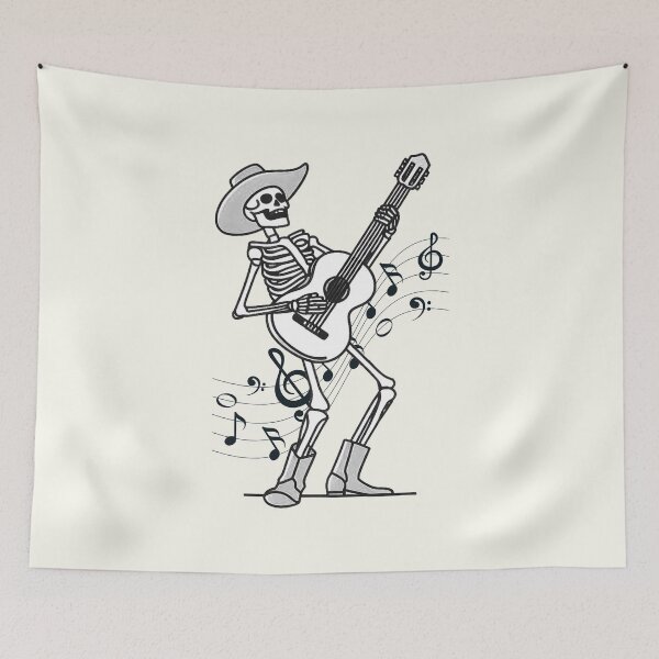 Item preview, Skeleton Cowboy Playing Guitar designed and sold by CreepyCornerArt.
