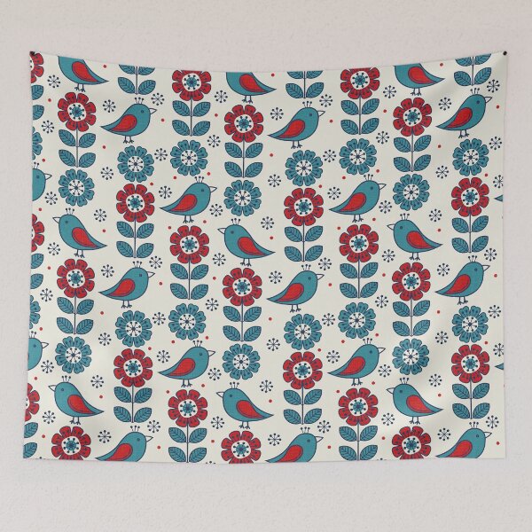 Item preview, folk birds and flowers  designed and sold by chiara-de-david.