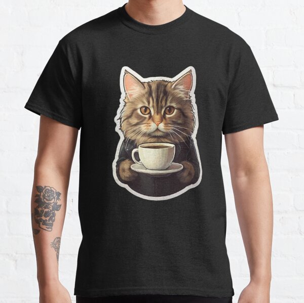 Cat with coffee cup Classic T-Shirt