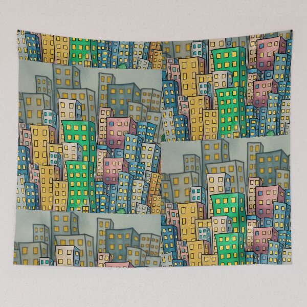 Item preview, Colourful town designed and sold by Glenbobagins.