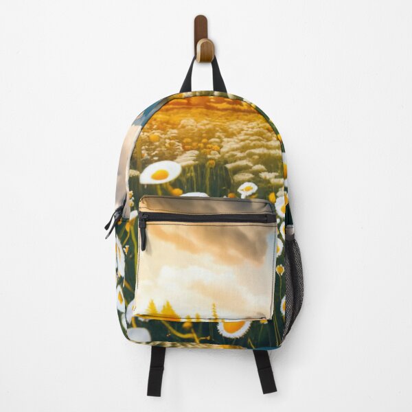 Artikelvorschau, Retro-farbige Berglandschaft mit verschiedenen Wildblumen und Bergen mit Morgensonnenstrahlen - Wandkunst entworfen und verkauft von thespecialtyhub.