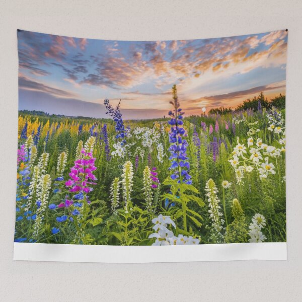 Item preview, Colorful Wildflower Poster With Sunrise And Blue Sky And Dark Clouds designed and sold by thespecialtyhub.
