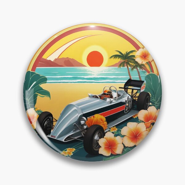 Item preview, Vintage Retro Racing Car at Sunset with Hawaii Orchids designed and sold by NautiChic.