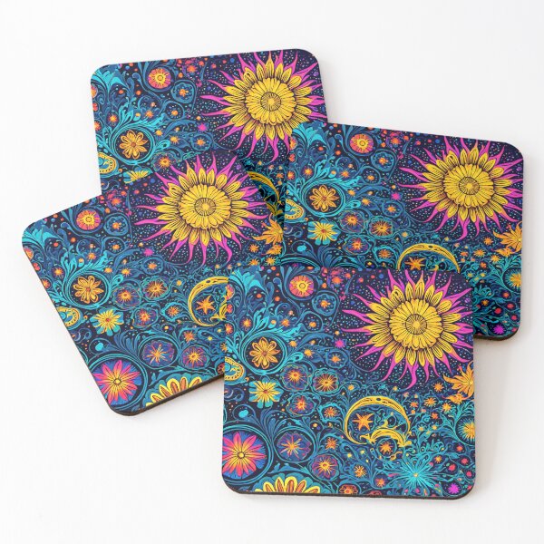 Item preview, Psychedelic Flowers Neon Pattern designed and sold by Uday24.